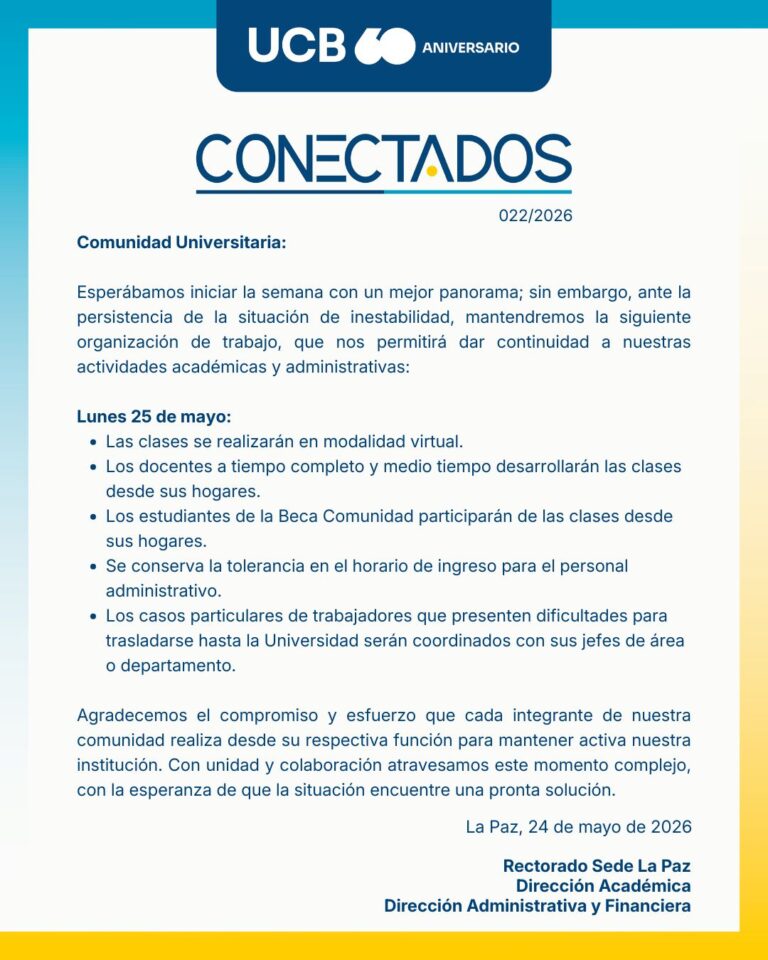 Actividades académicas y administrativas para el lunes 25 de mayo