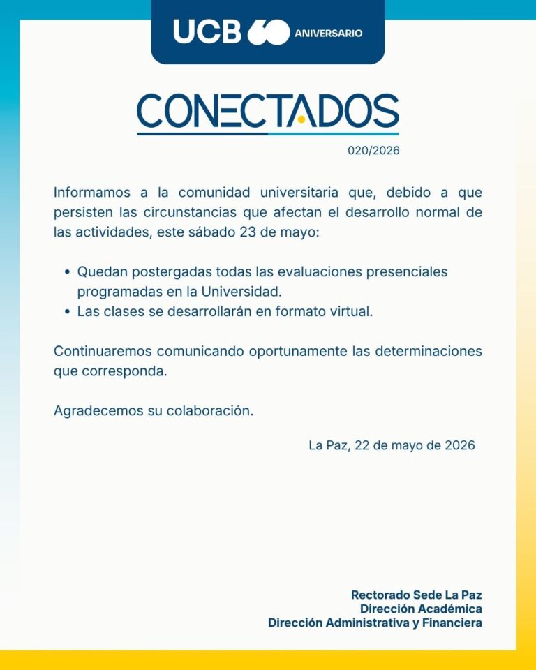 Actividades académicas y administrativas para el sábado 23 de mayo