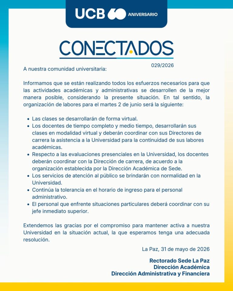 Actividades académicas y administrativas para el martes 2 de junio de 2026