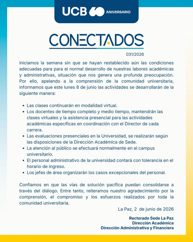 Actividades académicas y administrativas para el lunes 8 de junio de 2026