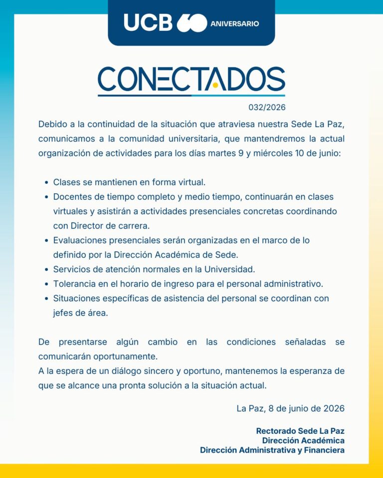 Actividades académicas y administrativas para el 9 y 10 de junio de 2026