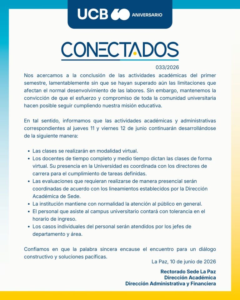 Actividades académicas y administrativas para el 11 y 12 de junio de 2026