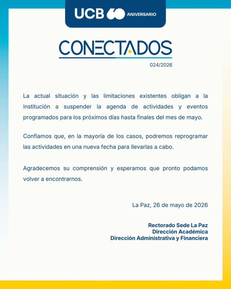 Suspensión de la agenda de actividades y eventos hasta finales del mes de mayo